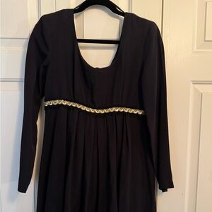Vintage Baby Doll/Empire Black Dress w/ gold trim. Brand is Rampage. No Size.